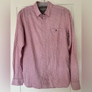 Ted Baker London Men’s Sz 3 Long Sleeve Flip Cuff Button Up Shirt‎ Geometric Red